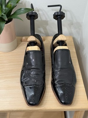 Baker Men s Black Patent Leather Dress Shoes EU 43 US 9.5 Brogue Vero Cuoio Sole