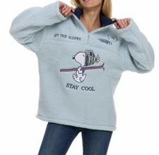 NWT Peanuts Snoopy Women s Winter Sherpa Quarter Zip Pullover Sweater XS