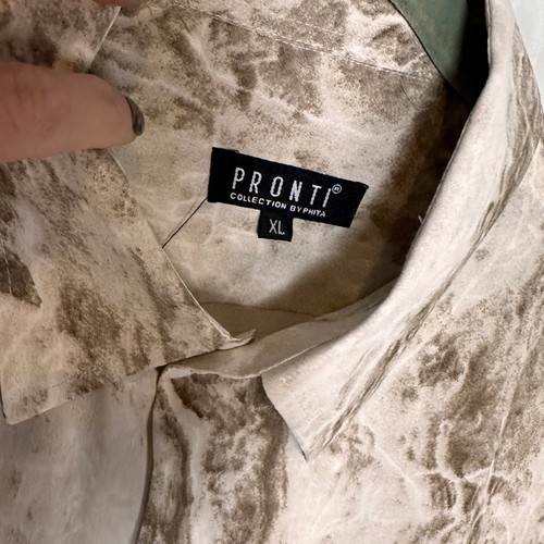 Pronti Collection By Phita Button Down Shirt Cream & White Print - Picture 13 of 16