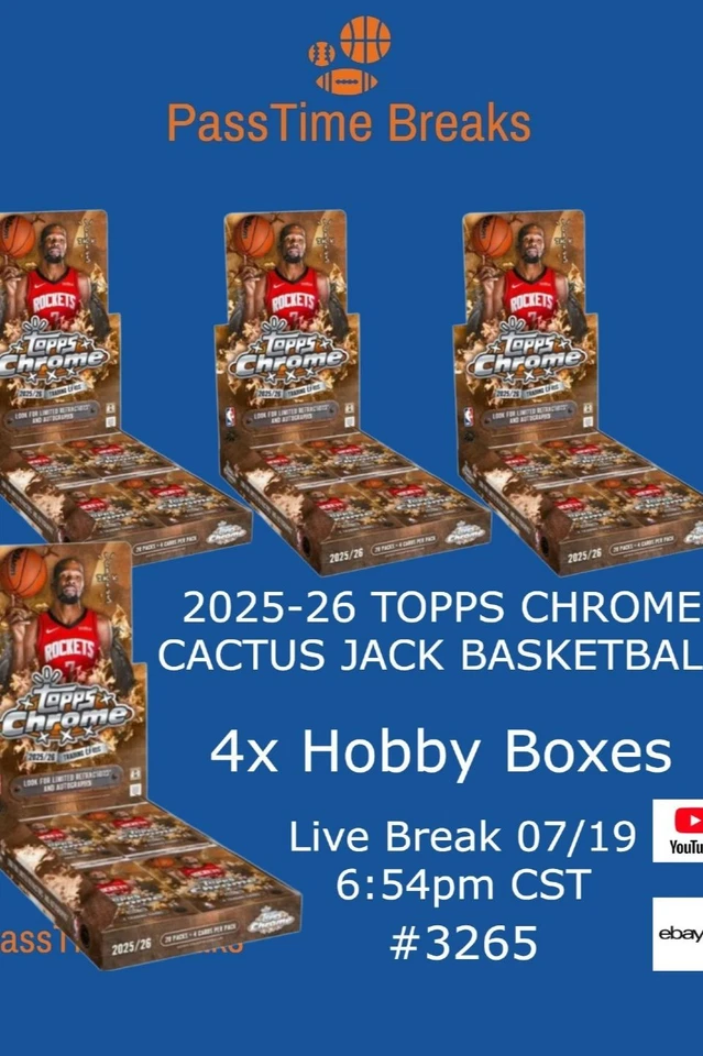 2025-26 TOPPS CHROME CACTUS JACK BASKETBALL - 4x Hobby Box LIVE BREAK 3265