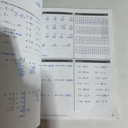 Abeka Arithmetic 6 FOURTH Edition ANSWER KEY, TEACHER QUIZ AND CURRICULUM PLANS - Picture 14 of 15