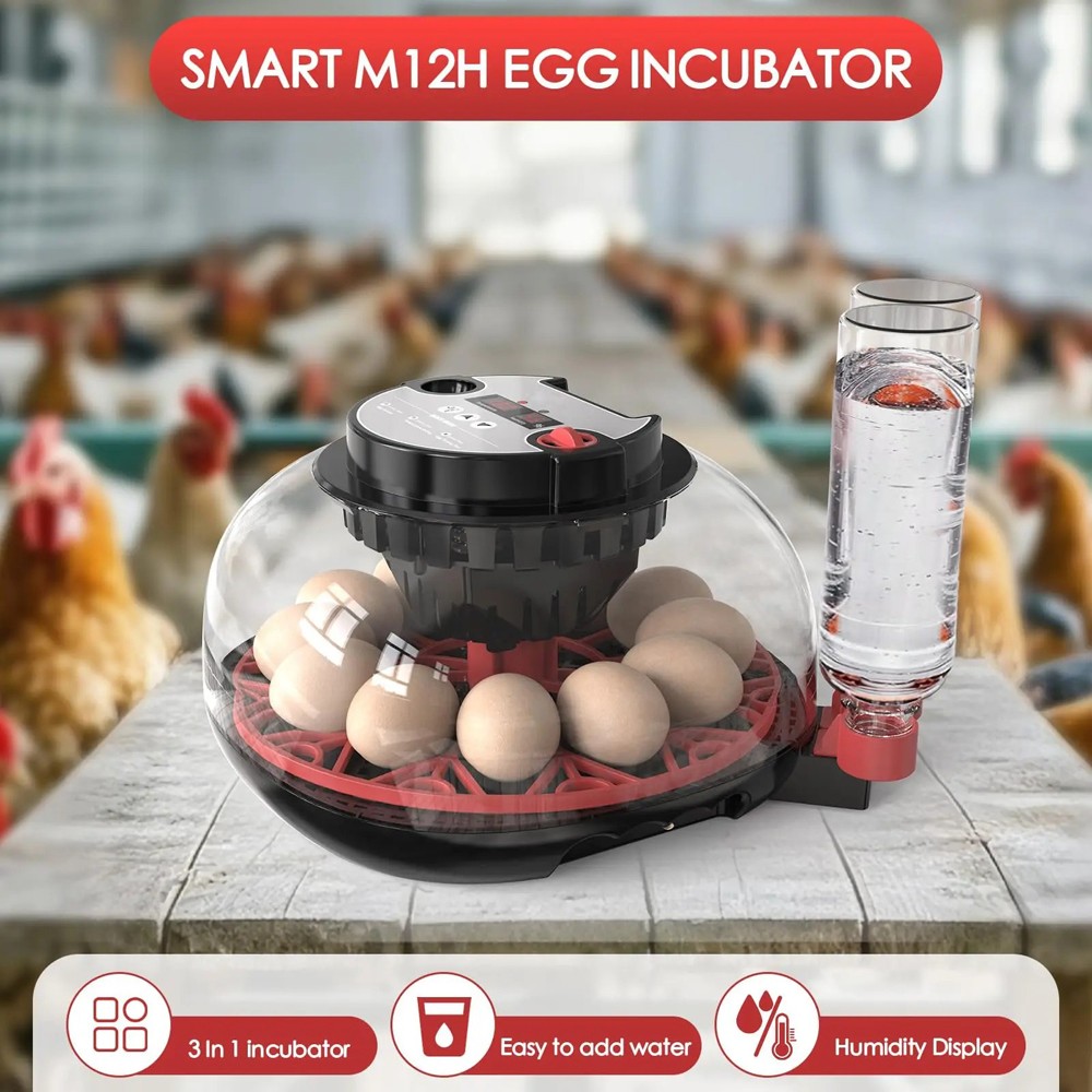 12 Eggs Incubator Automatic Turning Chicken Hatcher Incubators for