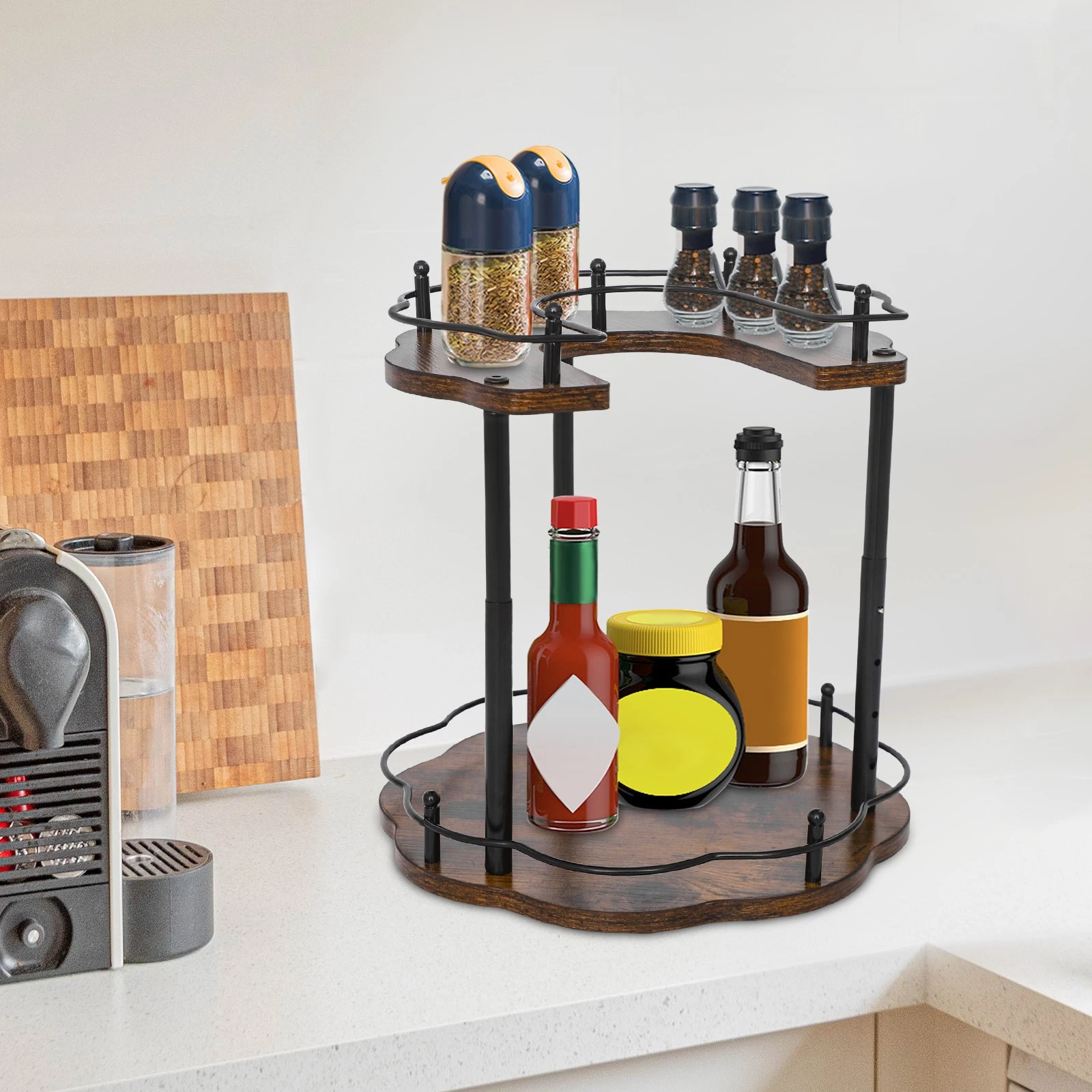 Spice Rack Seasoning Organizer Height Adjustable 360°Rotation Spice Organization