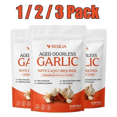 1/2/3 Pack Resilia Garlic Extract 1200mg Softgels   Odorless Aged Garlic Extra
