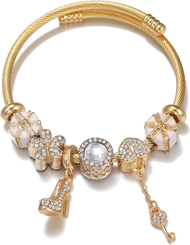 Pulseras chapadas en oro 18k con dijes mariposa bicicleta regalo para mujer - Picture 12 of 12