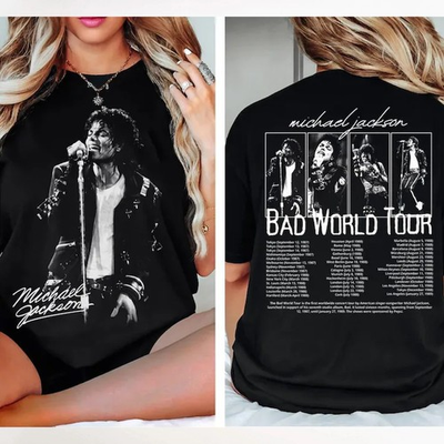 #ad Michael Jackson Bad World Tour Bootleg Graphic T Shirt $24.29