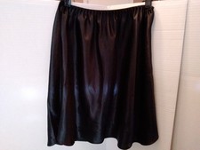 Vintage FARR WEST Shiny SATIN Half SLIP Skirt Black Wet Look Med 152-17