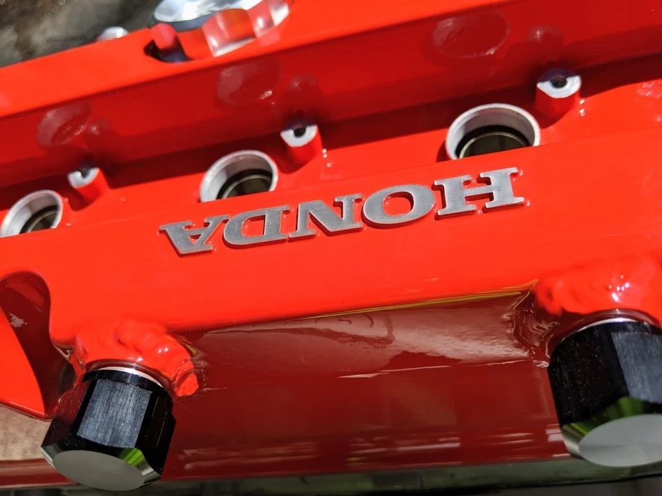 Honda K20 K24 K-series Custom Vented Valve Cover -10AN Red - Image 4 of 4