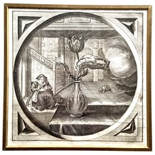 1640s Adriaen Pietersz Van de Venne Tulip Etching on Paper