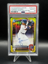 Juneicker Caceres 2025 Bowman Chrome 1st Auto Yellow Refractor /75 PSA 10 CLE