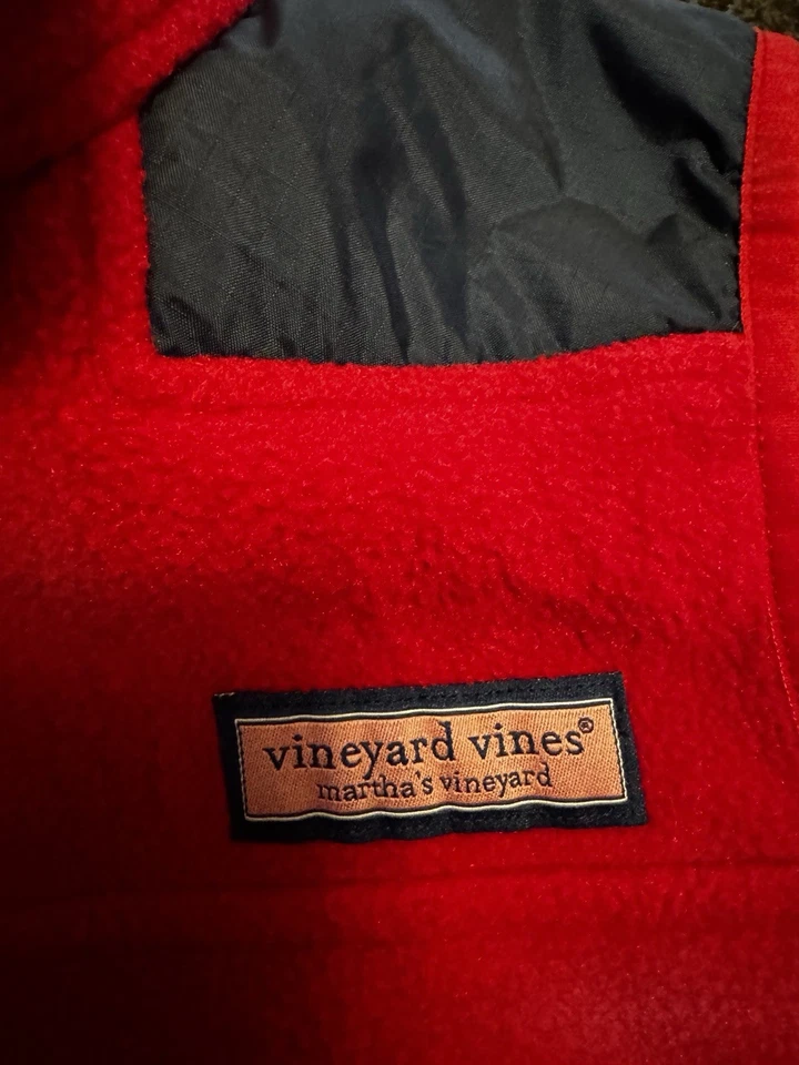 Chaleco polar VINEYARD VINES cremallera completa, niños talla 7, rojo y azul marino Foto 2 de 3