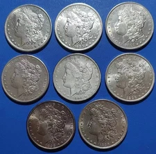 Lot of 5 1879-1893 CC Morgan American Dollars - Uncirculated Mixed Dates
