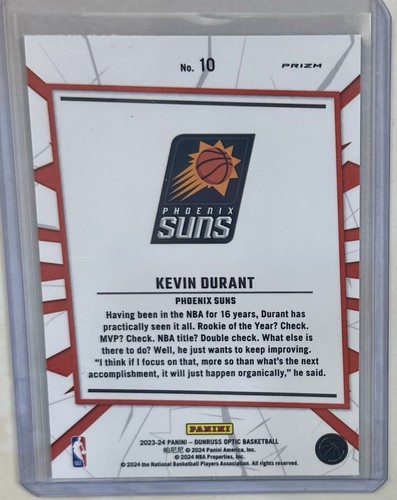 2023-24 Panini Donruss Optic - My House #10 Kevin Durant Purple Prizm - Picture 2 of 2