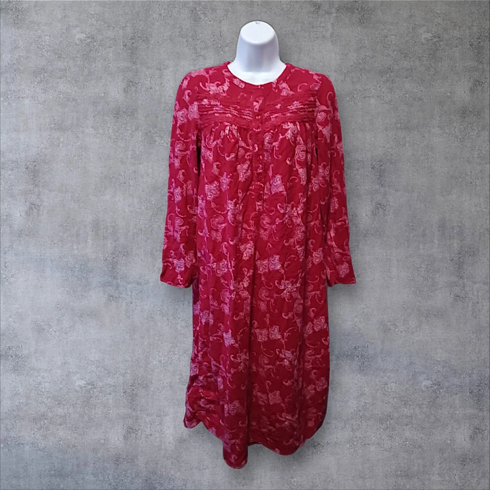 Camisón Croft & Barrow Talla S Largo Medio Franela, Rojo Paisley. A-2 Foto 2 de 4