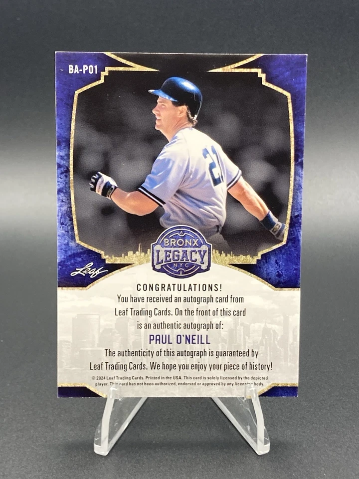 2024 Leaf A Bronx Legacy PAUL O'NEILL Authentic Autograph #1/4 New York Yankees - Image 2 of 3