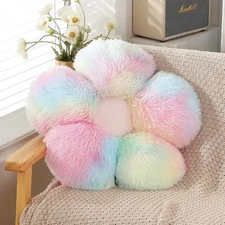 Faux Fur Pillow,Flower Shaped Throw Pillow Butt Cushion Flower Floor Pillow,S...