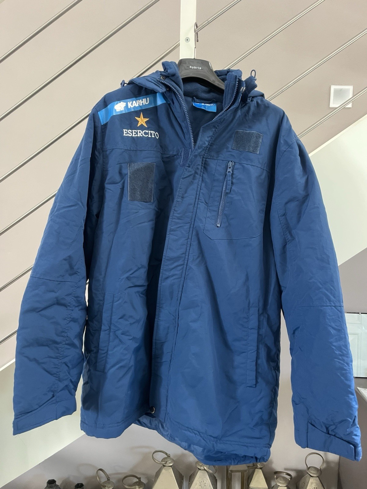 Karhu giacca Donna blu con cappuccio zip intera ricamo logo ESERCITO taglia M