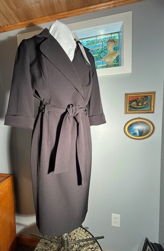 BRAND NEW NWT BLACK HALO wrap DRESS Size 8 Lapels Office BELTED orig. $390 nice!