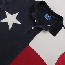 Texas Cotton Texas Flag Polo Shirt Mens L Colorblock Lone Star Made in USA