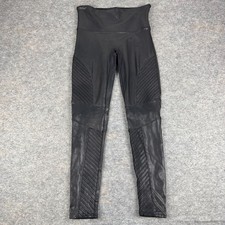 SPANX Faux Leather Moto Leggings 28" High Rise Black Womens Large L