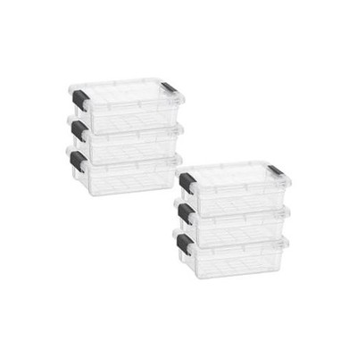 Mini Storage Container Plastic Crayon Box Art Supplies - 0.7 Quarts - 6 Pack