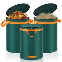 Gartenabfallsack 3X 272L Laubsack Mit Deckel Griffen Stabil GrüNschnittsäCke