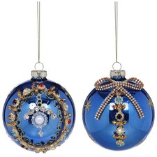 Mark Roberts 2022 Fancy Ball Christmas Ornaments, Pack of 2, Blue, 4-Inch Home