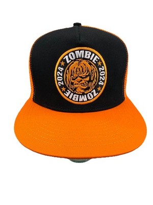 new ROB WHITE ZOMBIE Merch Hat Snapback Orange Black Austin TX 2024 Embroidered