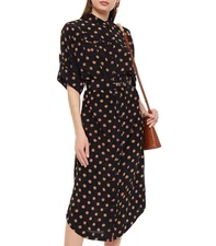 Zimmermann Dress Size 0/AU 8/US 4 Utility Crepe De Chine Silk Dot Print Midi