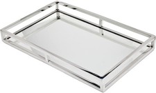 Godinger Aspen Mirrored Gallery Tray Rectangular Silver 22" Bar Serving Platter