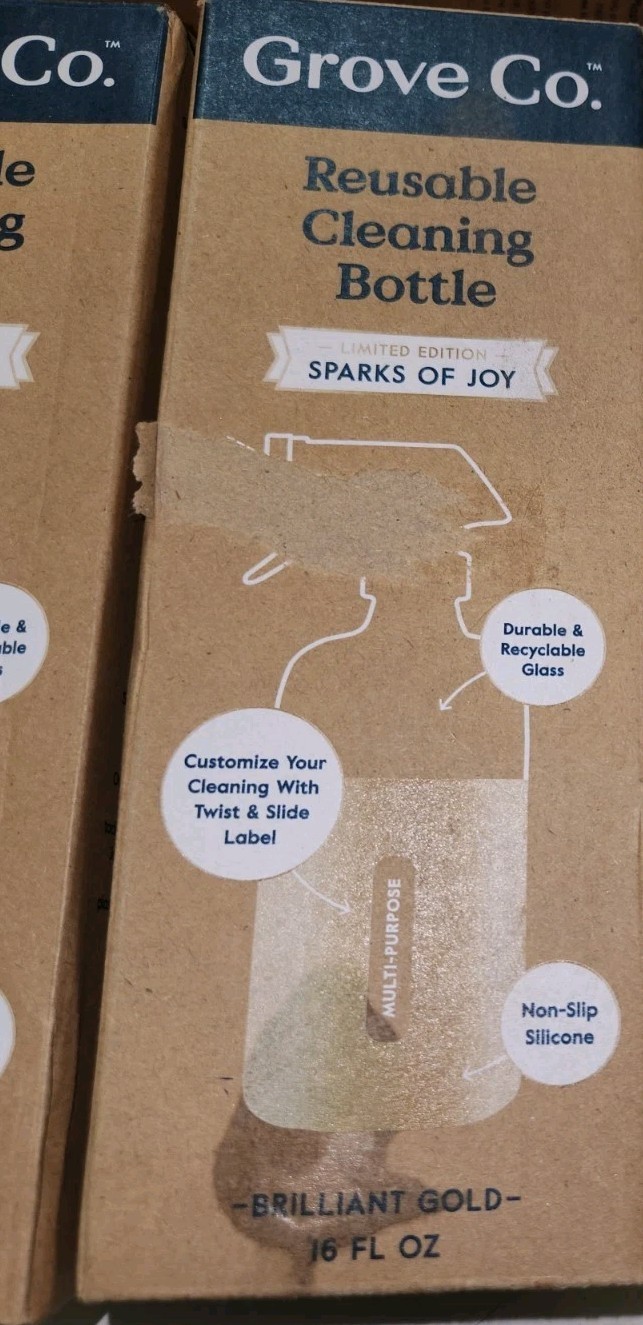 2 Brilliant Gold Grove Co 16oz Glass Spray Bottle Silicone Sleeve w/Spray Nozzle