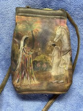 VTG Hand Painted Leather Purse with Two Different Scenes
