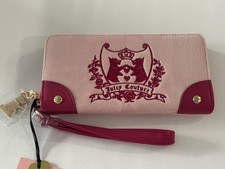 NWT Juicy Couture Love Chapter Large Zip Around Wallet / Wristlet Pink Velour