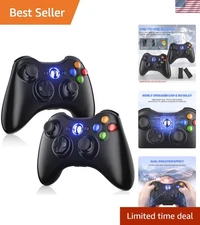 Ergonomic Wireless Xbox 360 Controllers - 2 Pack for PC and Xbox Compatibility