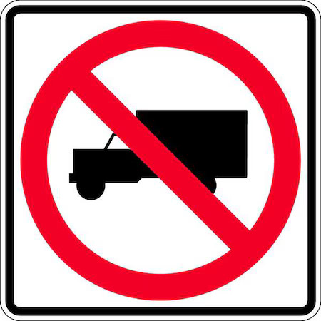 Lyle R5-2-24Da No Trucks Traffic Sign, 24 In H, 24 In W, Aluminum, Square, No