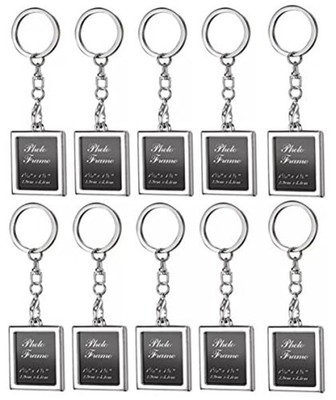 Square Photo Frame Keychain Mini Pendant Picture Frame Keyrings DIY Photo Blue