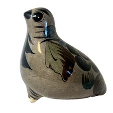 VTG Mexican Tonala Pottery Hand Painted Dove Figurine Folk Art 5" Long Signed