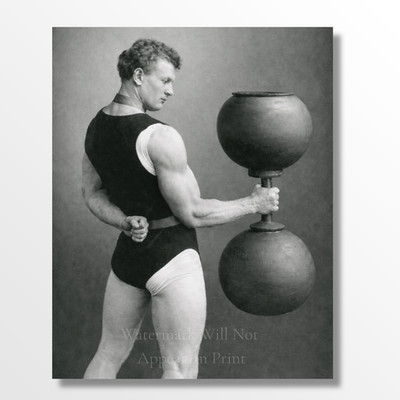 Eugene Sandow Strongman Holding Dumbbell Giclee Fine Art Print