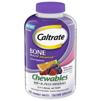 Caltrate Chewables 600 +D3 Plus Minerals Calcium and Vitamin D, Sugar Free, C...
