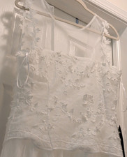 Lulus White Lace Sleeveless A-Line Square Neck Full-Length Wedding Dress M