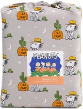 Berkshire Blanket Peanuts Halloween Fall Themed Sheet Sets - Gray, Size Full