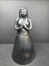 Candelabro campana ángel cerámica arte popular negro barro arcilla negra mexicano Oaxaca