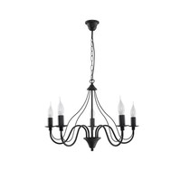Rustikaler Kronleuchter Ø60Cm Schwarz Pendelleuchte Landhauslampe HäNgeleuchte