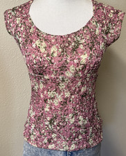 Vintage Y2K Babydoll Tank Top SM Fairy 90s Pink Barbie Ruched Stretch Summer