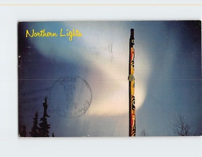 Postcard Northern Lights at the Campus of the University of Alaska USA