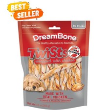 Chicken Wrapped Twist Stick Dog Treats, Daily Rawhide-Free Chew, Digests Safe...