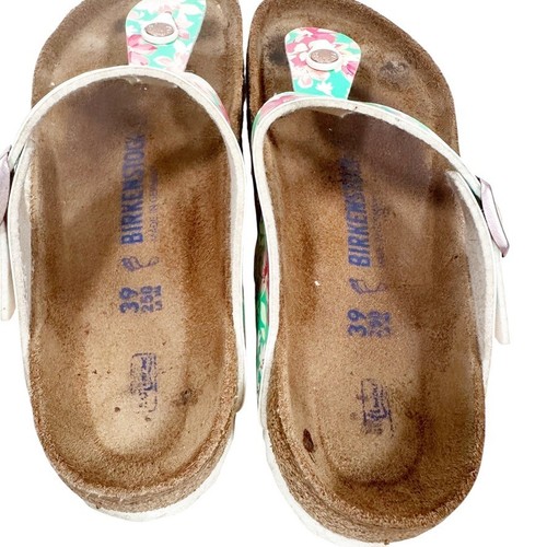 Birkenstock Gizeh Flip Flop Sandals Natural Flower Emerald Women Size 39 8/8.5 M - Picture 7 of 8