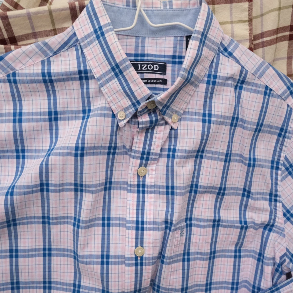 LOTE DE 5 camisas de hombre Izod de manga larga con botones talla S pequeñas a cuadros Foto 2 de 4