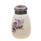 Victorian EAPG Hand Painted Violets on Milk Glass Single Salt Shaker 2 3/4" Tall
