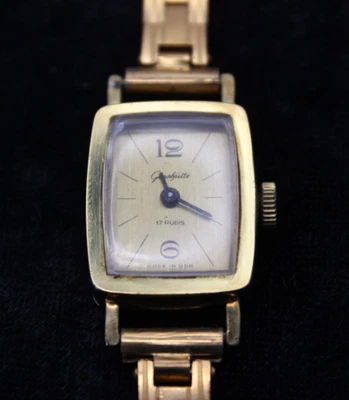 Vintage Damen Armbanduhr Mechanisch GUB Glashütte 17 Steine Vergoldet Stoßsicher - Bild 1 von 4